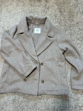Hollister Taupe Double-Breasted Wool-Blend Coat
